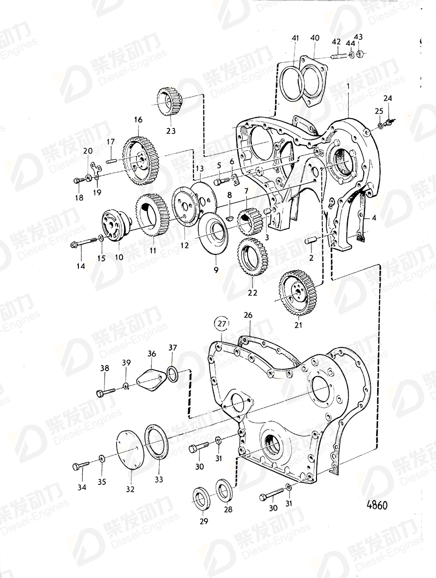 VOLVO Timing gear casing 465257 Drawing
